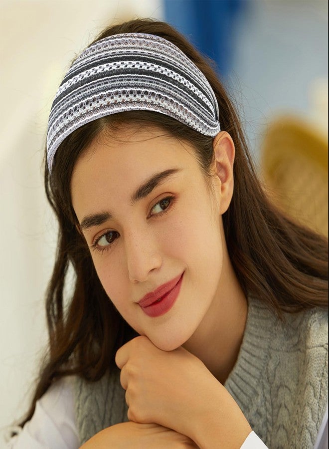 أكو-يونيت طوق شعر ACO-UINT، طوق رأس عريض غير قابل للانزلاق بنمط بوهيمي مزود بأسنان، أطواق رأس قماشية للشعر النسائي، أطواق رأس كبيرة للنساء، رمادي (عبوة من قطعة واحدة)، إكسسوارات شعر للنساء والفتيات - Image 3